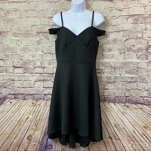 Venus Black Cold Shoulder Fit & Flare Dress